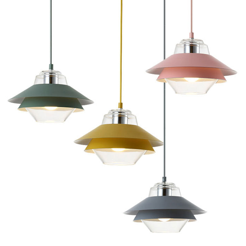 Nordic Style 1-Light Layered Metal Pendant Lamp With Concentric Tiers Shade