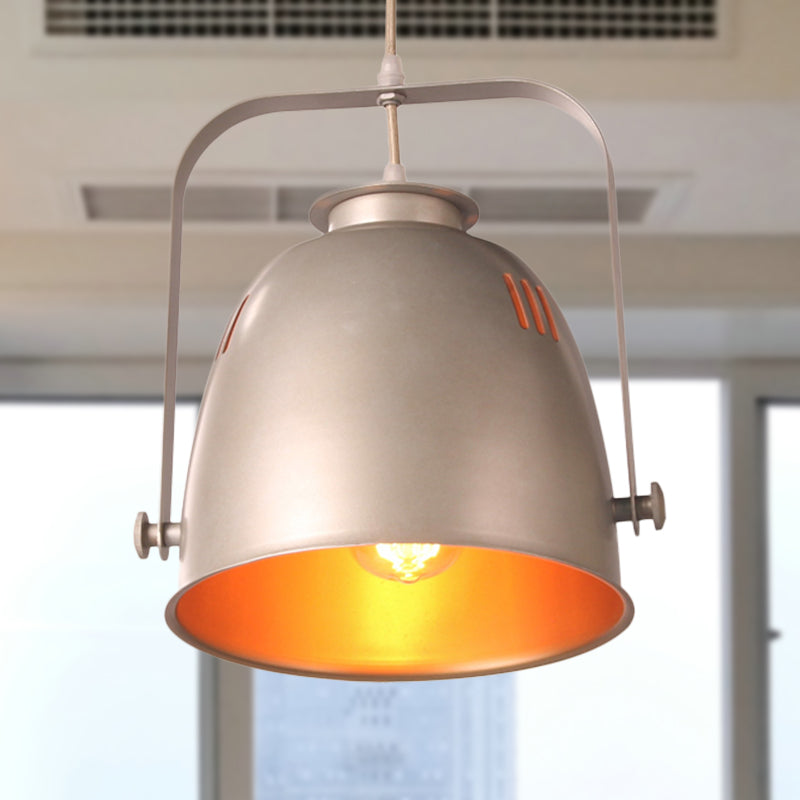 Industrial Style Gold Pendant Ceiling Light With Metallic Bucket Shade - Ideal For Restaurants