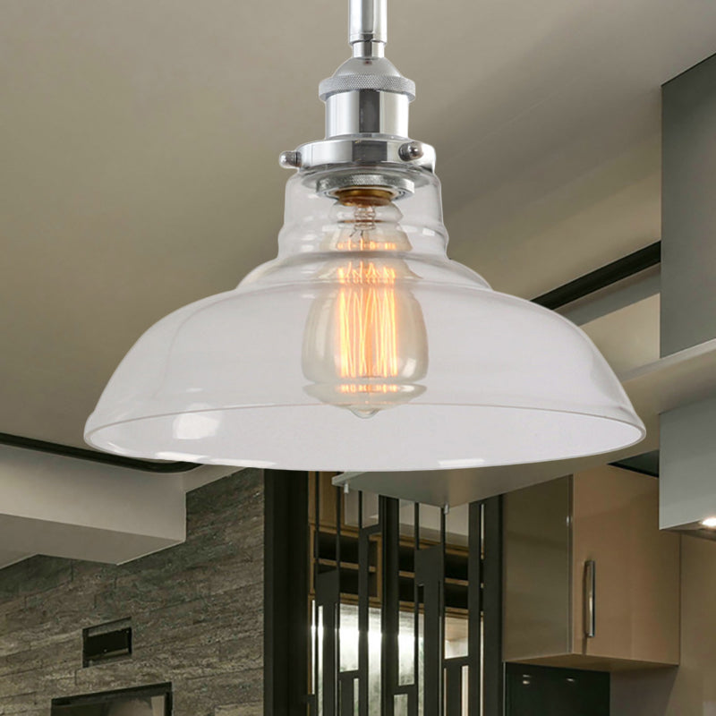 Suspension industrielle chic en verre transparent avec finition chromée - Idéal pour les restaurants