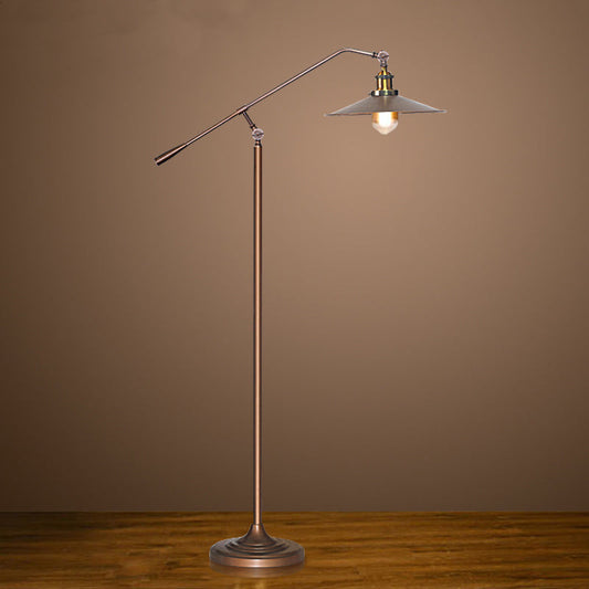 Antique Metal Flared Shade Floor Lamp: Stylish 1-Head Living Room Standing Light In Bronze With