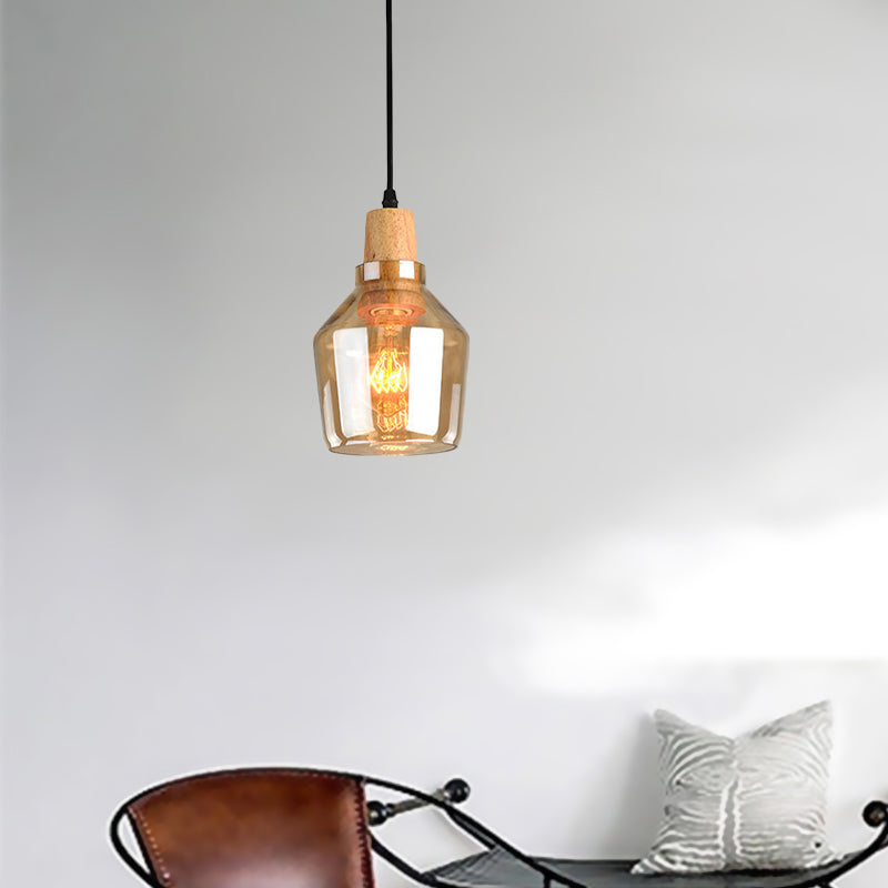 Kit de lampe suspendue moderne en verre ambré - 1 lampe, plusieurs tailles