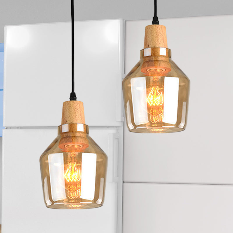 Kit de lampe suspendue moderne en verre ambré - 1 lampe, plusieurs tailles