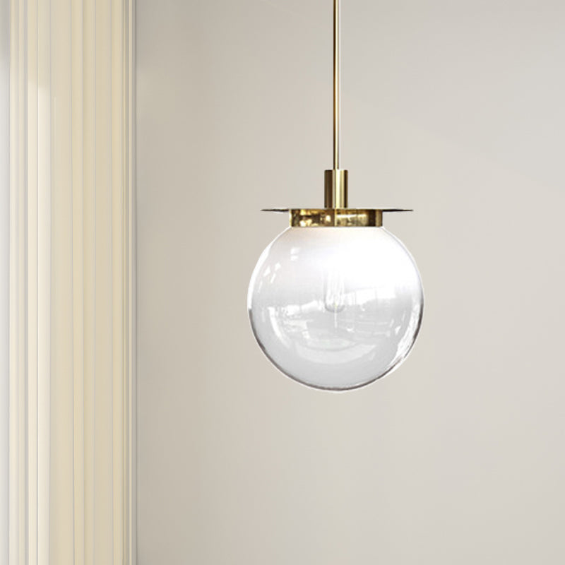 Modern 1-Head Globe Dining Lamp Kit - Orange/Blue/Clear Glass Pendant Light Fixture Clear