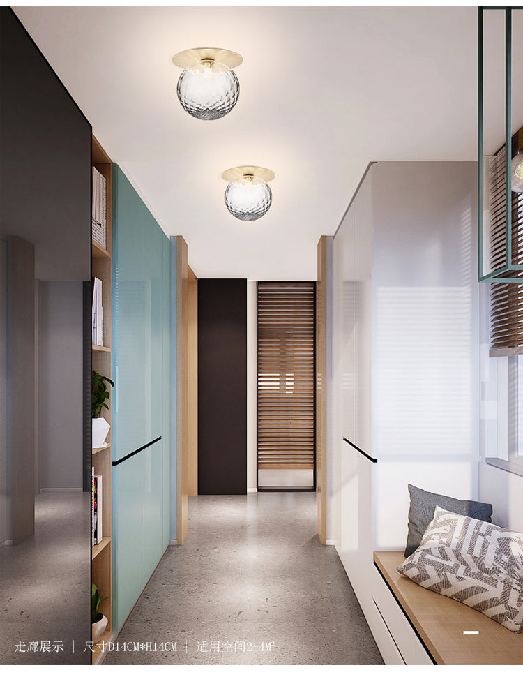 Modern Glass Semi-Flush Chandelier: 1-Light Ceiling Mount Fixture for Hallway