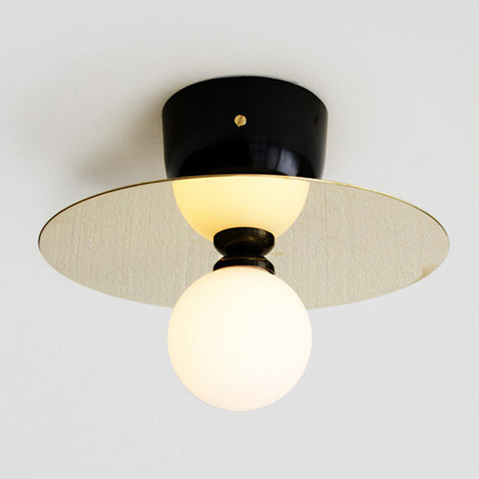 Ultra-Contemporary Sphere 1-Light Milk Glass Ceiling Flush Mount for Living Room