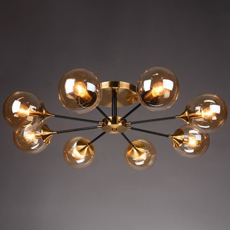 Ultra-Contemporary Sputnik Stained Glass Ceiling Light for Bedroom