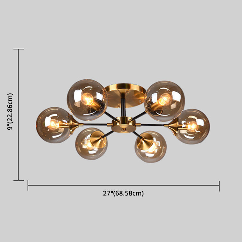 Ultra-Contemporary Sputnik Stained Glass Ceiling Light for Bedroom