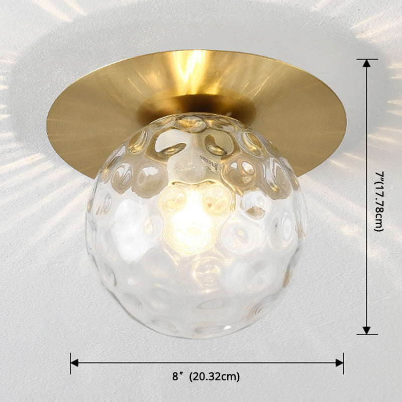 Lustre semi-encastré contemporain en forme de sphère en verre dépoli : plafonnier élégant pour les couloirs