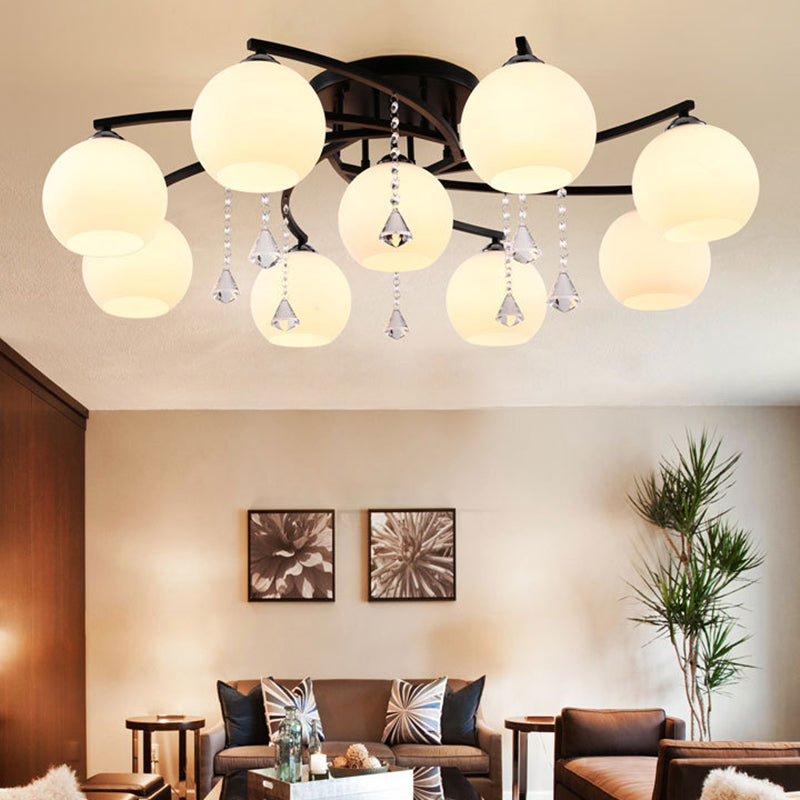 Modern Frosted Glass Round Flush Mount Ceiling Light for Living Room