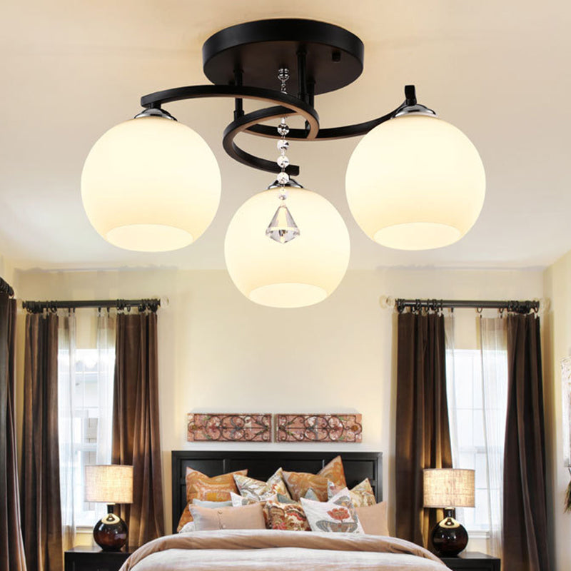 Modern Frosted Glass Round Flush Mount Ceiling Light for Living Room