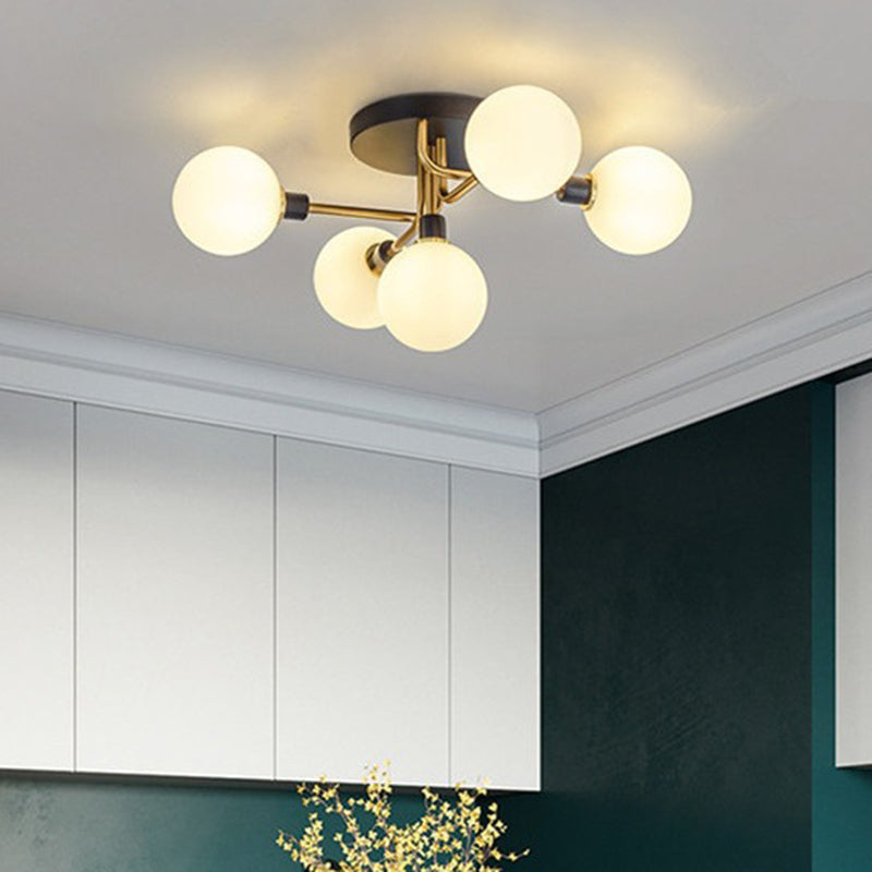 Contemporary Stained Glass Ceiling Light Fixtures for Bedroom - Bubble Semi Flush Mount Lighting