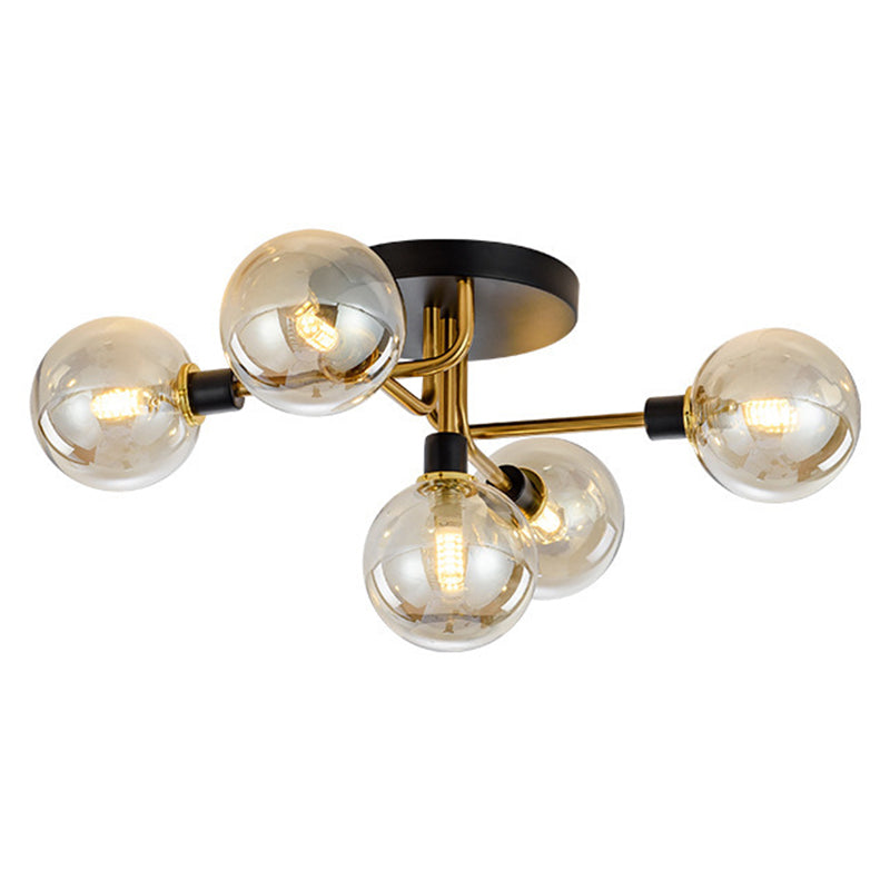 Contemporary Stained Glass Ceiling Light Fixtures for Bedroom - Bubble Semi Flush Mount Lighting