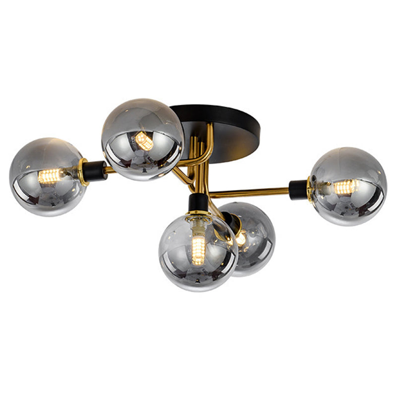 Contemporary Stained Glass Ceiling Light Fixtures For Bedroom - Bubble Semi Flush Mount Lighting 5 /