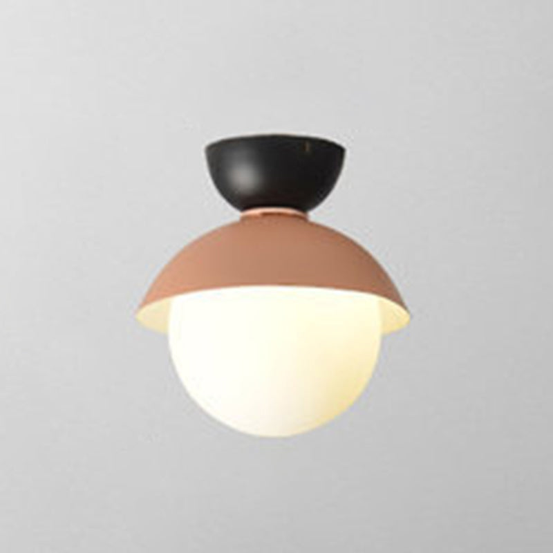 Modern Flush Mount Ceiling Light - White Glass Hallway Fixture