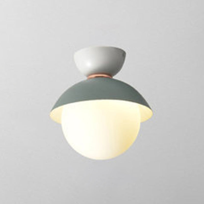 Modern Flush Mount Ceiling Light - White Glass Hallway Fixture