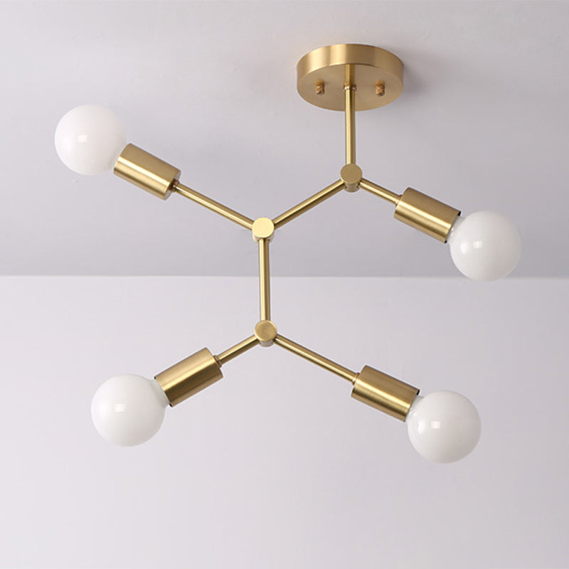 Modern Sputnik Flush Mount Ceiling Light - Stylish Glass Chandelier for Bedroom