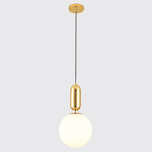 Mid-Century Opal Frosted Glass Globe Pendant Light with Hanging Lamp – 1 Light