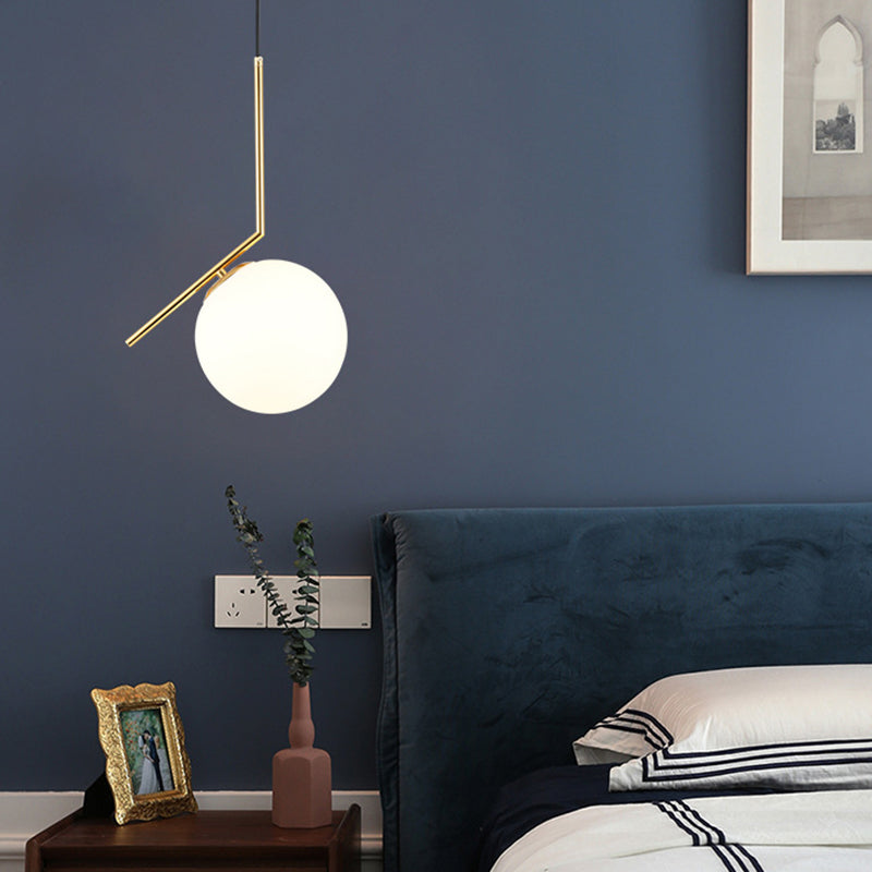 Mid-Century Opal Frosted Glass Globe Pendant Light with Hanging Lamp – 1 Light