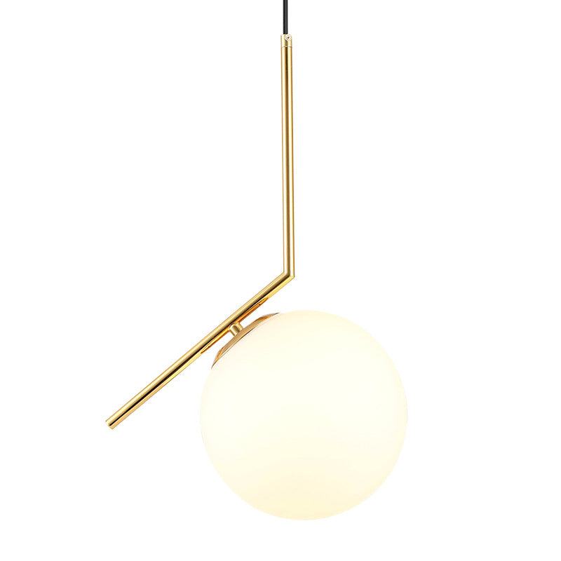 Mid-Century Opal Frosted Glass Globe Pendant Light Elegant 1-Light Hanging Lamp