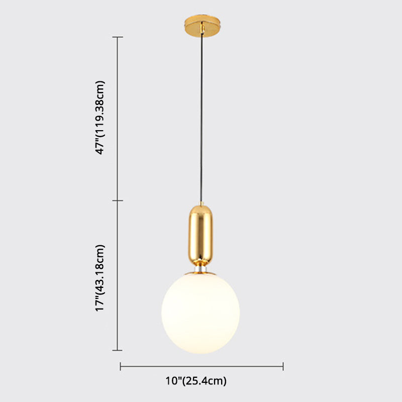 Mid-Century Opal Frosted Glass Globe Pendant Light with Hanging Lamp – 1 Light