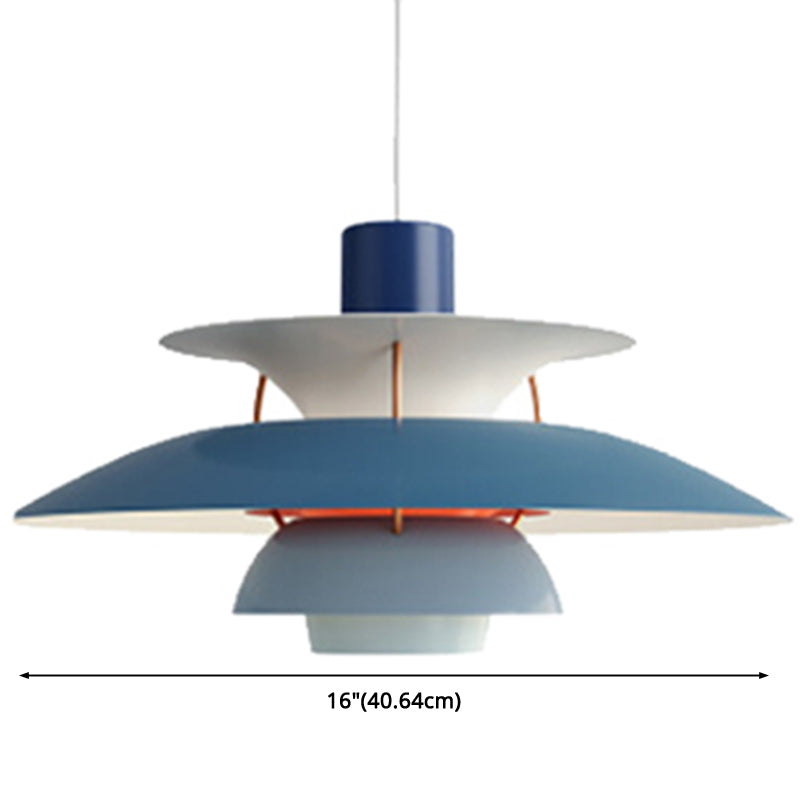 Lampe suspendue en métal en forme de soucoupe volante - Lampe suspendue de style nordique à 1 lumière pour restaurants