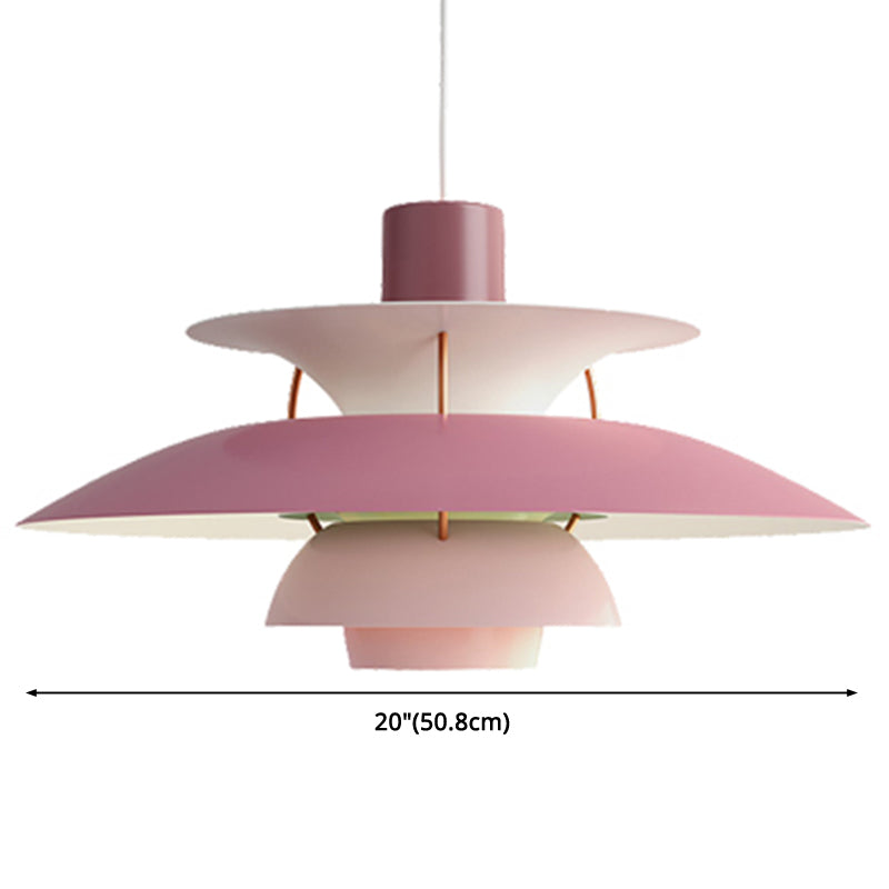 Lampe suspendue en métal en forme de soucoupe volante - Lampe suspendue de style nordique à 1 lumière pour restaurants