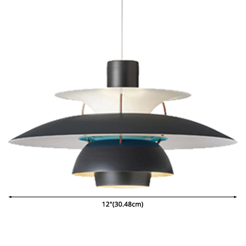 Lampe suspendue en métal en forme de soucoupe volante - Lampe suspendue de style nordique à 1 lumière pour restaurants
