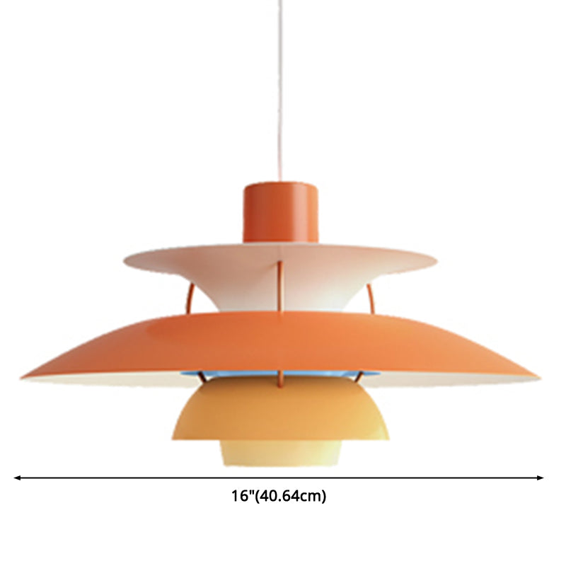 Lampe suspendue en métal en forme de soucoupe volante - Lampe suspendue de style nordique à 1 lumière pour restaurants