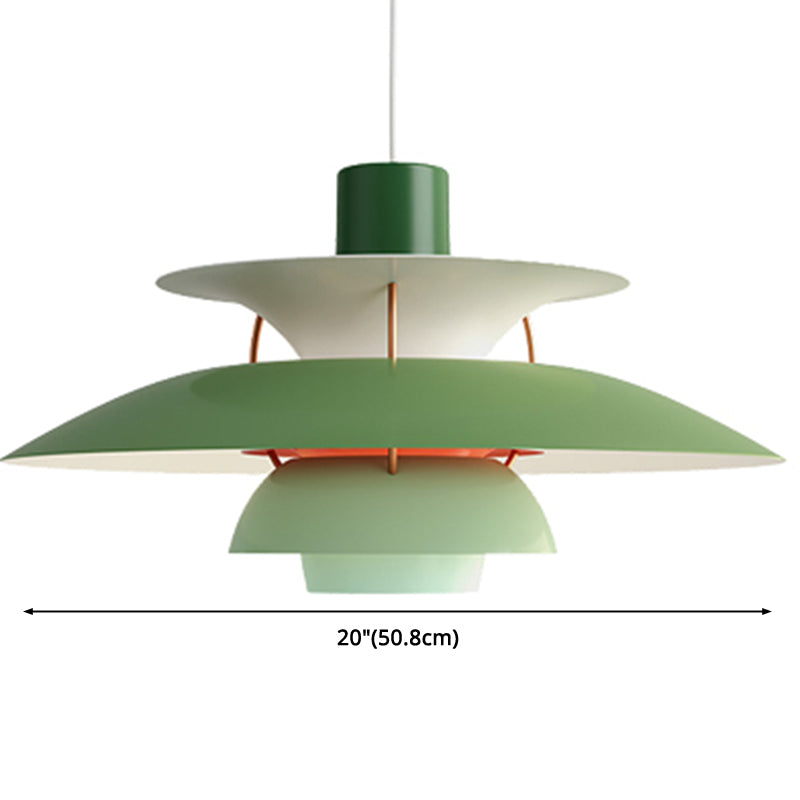 Lampe suspendue en métal en forme de soucoupe volante - Lampe suspendue de style nordique à 1 lumière pour restaurants