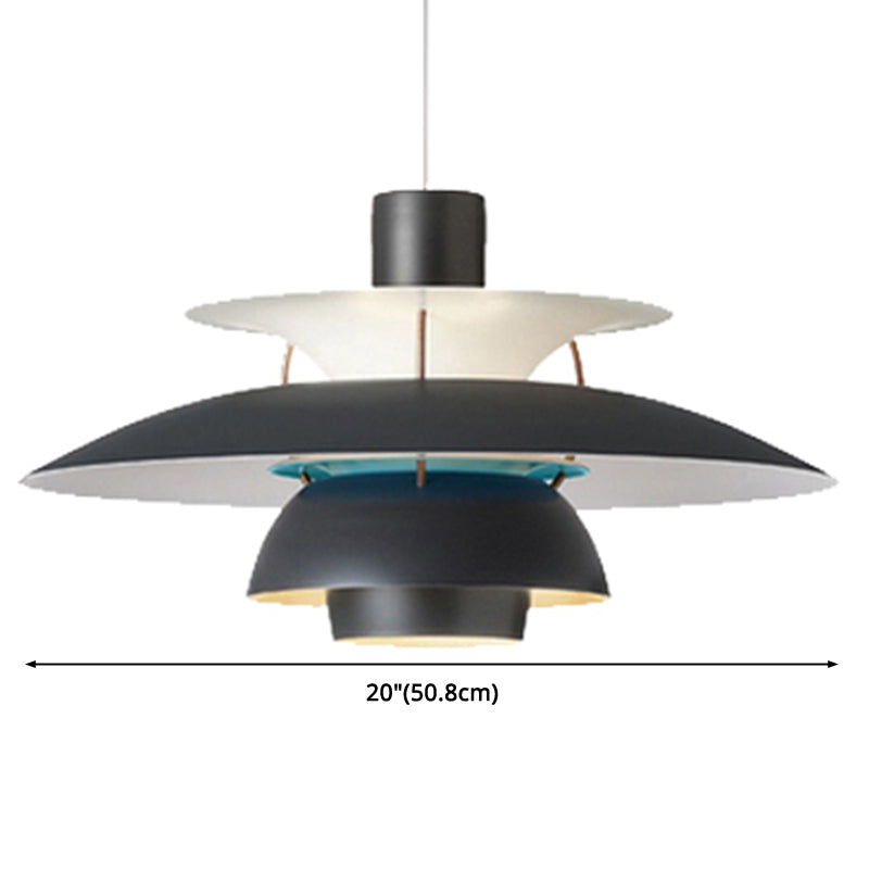 Lampe suspendue en métal en forme de soucoupe volante - Lampe suspendue de style nordique à 1 lumière pour restaurants