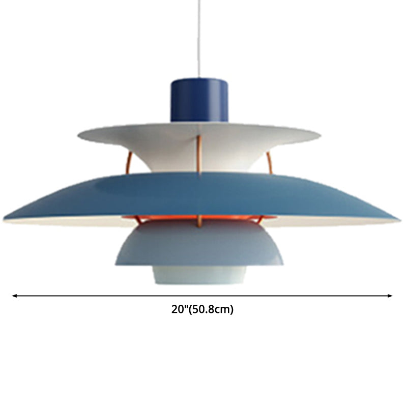 Lampe suspendue en métal en forme de soucoupe volante - Lampe suspendue de style nordique à 1 lumière pour restaurants