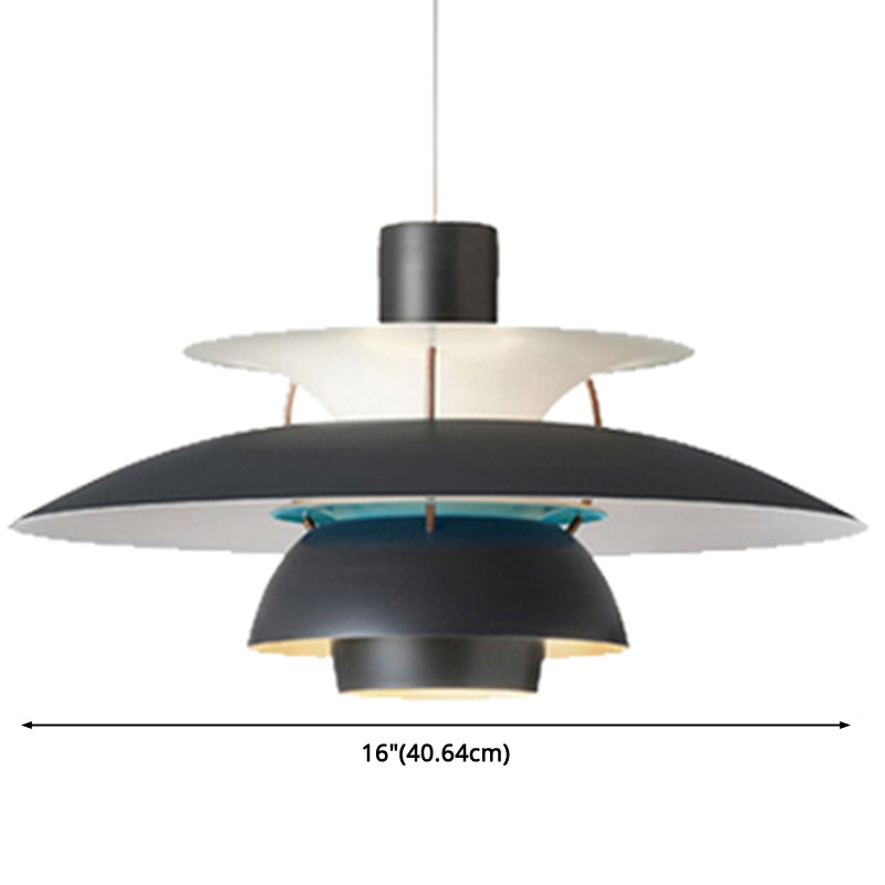 Lampe suspendue en métal en forme de soucoupe volante - Lampe suspendue de style nordique à 1 lumière pour restaurants