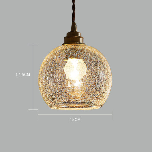 Vintage Industrial Hanging Lamp with Crackled Glass - 1-Light Spherical Pendant for Living Room