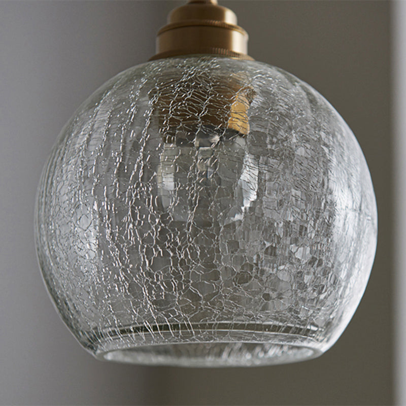 Vintage Industrial Hanging Lamp with Crackled Glass - 1-Light Spherical Pendant for Living Room
