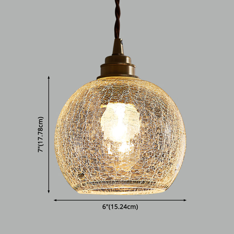 Vintage Industrial Hanging Lamp with Crackled Glass - 1-Light Spherical Pendant for Living Room