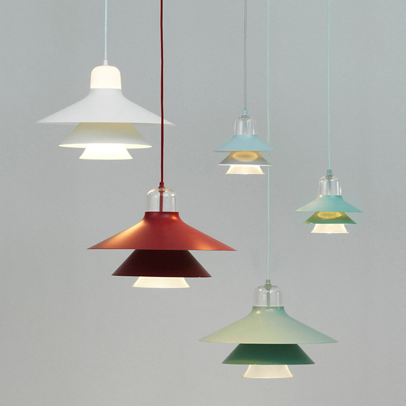 Nordic Style Metal Pendant Lamp with Layered Concentric Tiers - Perfect for Bedroom Lighting
