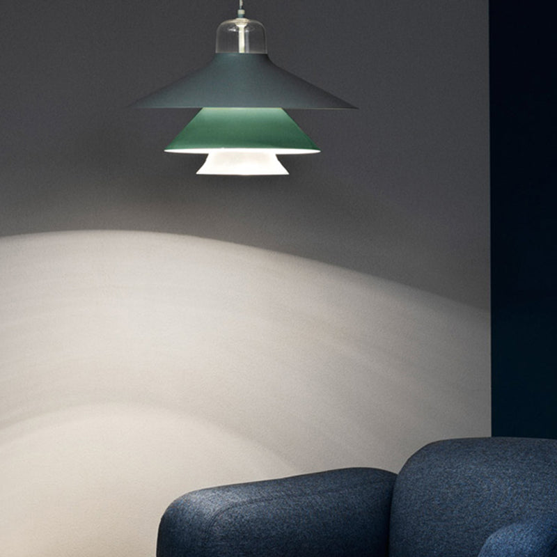Nordic Style Metal Pendant Lamp with Layered Concentric Tiers - Perfect for Bedroom Lighting