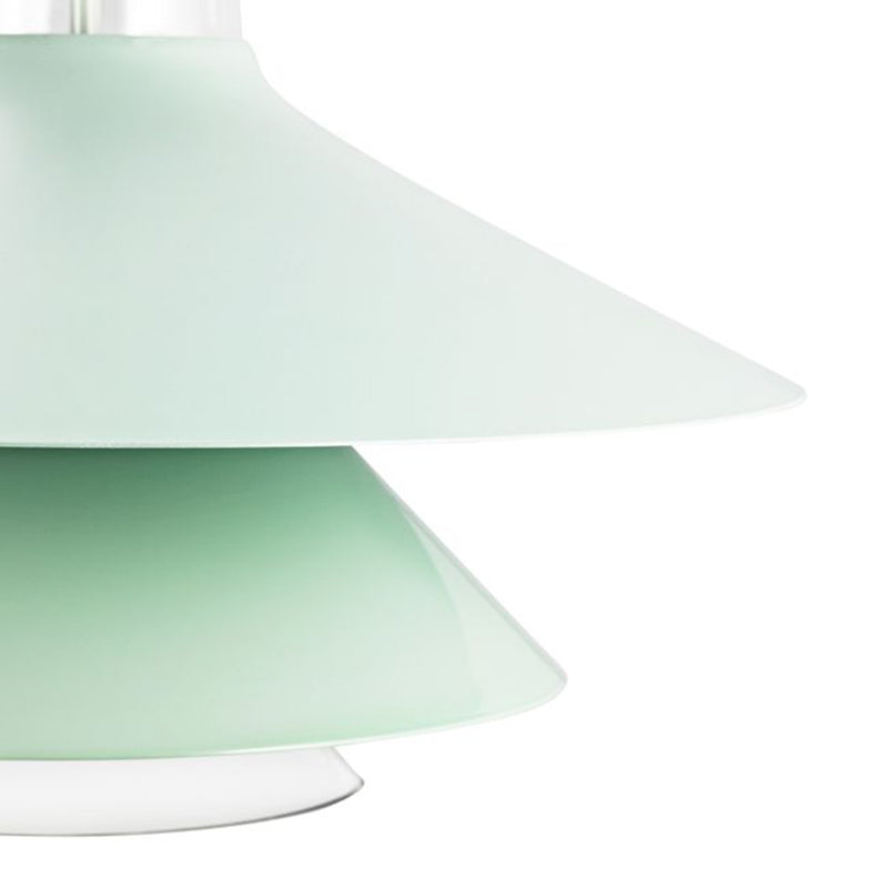 Nordic Style Metal Pendant Lamp - Layered Tiers Shade 1 Light Hanging Fixture For Bedroom