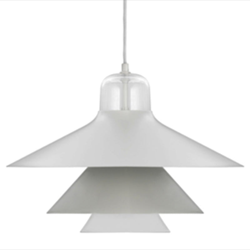 Nordic Style Metal Pendant Lamp - Layered Tiers Shade 1 Light Hanging Fixture For Bedroom Grey / 16
