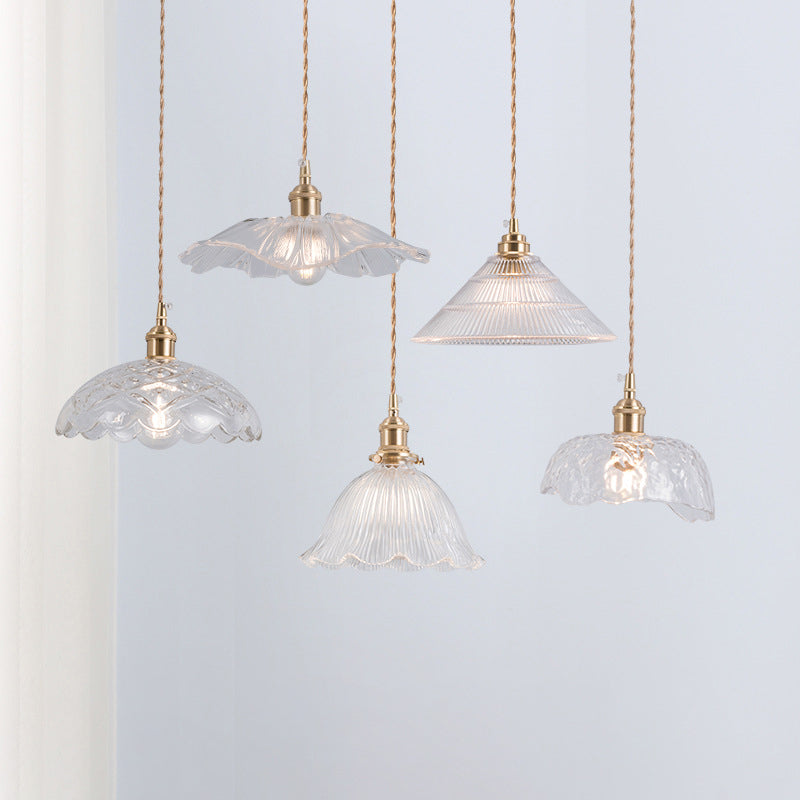 Suspension industrielle rétro en verre transparent pour cuisine - Suspension de plafond à 1 lampe