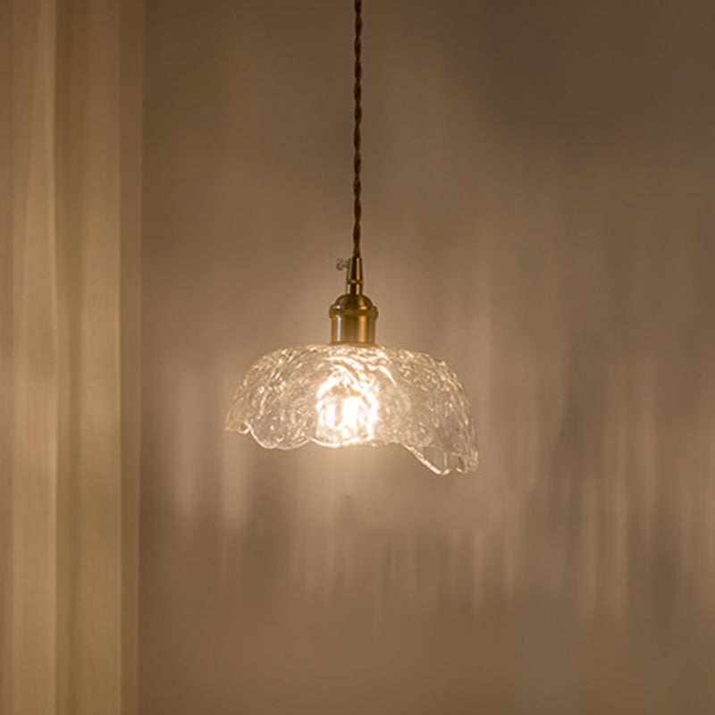 Suspension industrielle rétro en verre transparent pour cuisine - Suspension de plafond à 1 lampe
