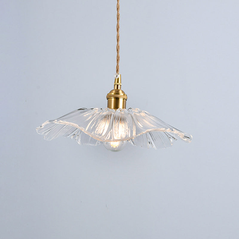 Suspension industrielle rétro en verre transparent pour cuisine - Suspension de plafond à 1 lampe