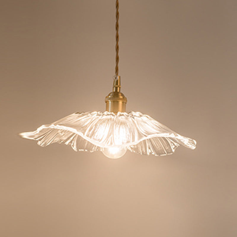 Suspension industrielle rétro en verre transparent pour cuisine - Suspension de plafond à 1 lampe