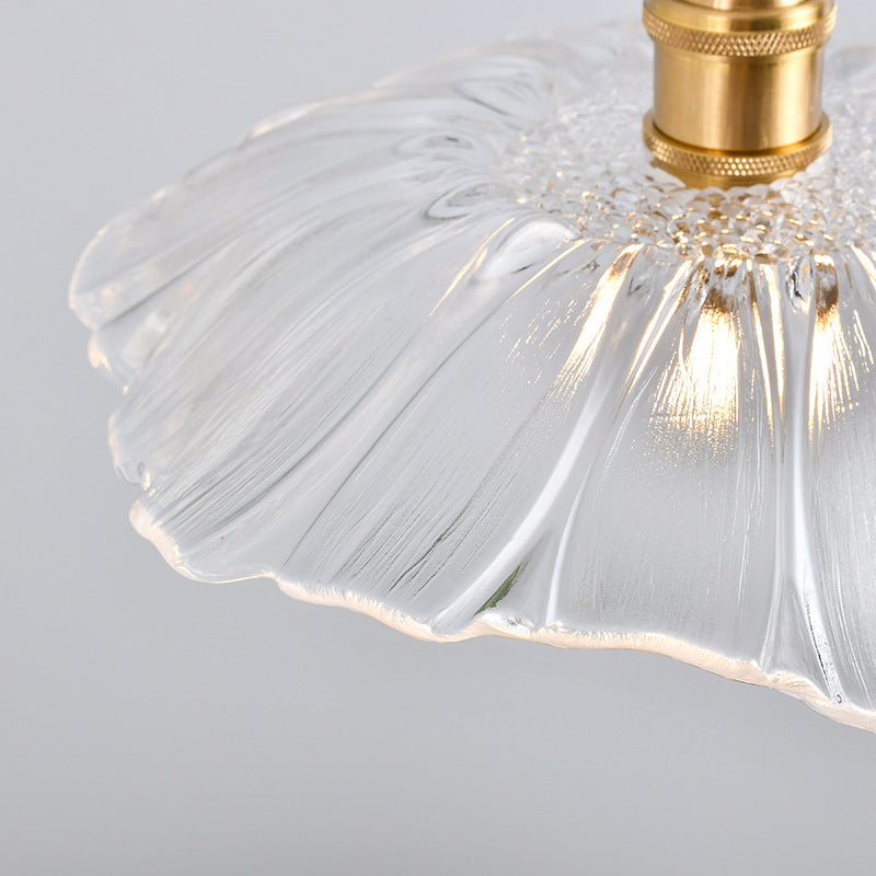 Suspension industrielle rétro en verre transparent pour cuisine - Suspension de plafond à 1 lampe
