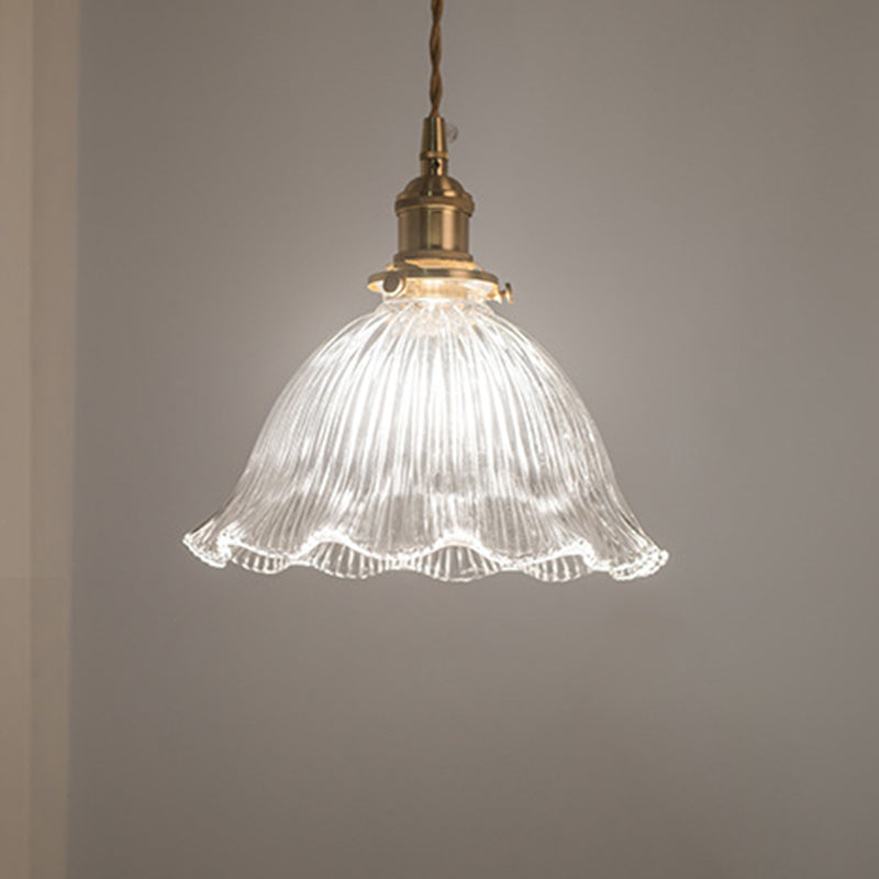 Suspension industrielle rétro en verre transparent pour cuisine - Suspension de plafond à 1 lampe