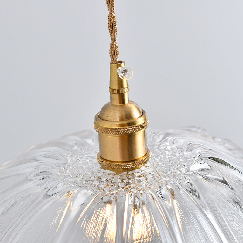 Suspension industrielle rétro en verre transparent pour cuisine - Suspension de plafond à 1 lampe