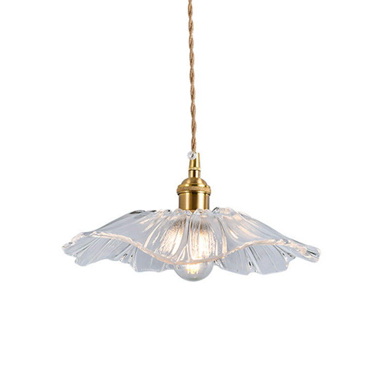 Suspension industrielle rétro en verre transparent pour cuisine - Suspension de plafond à 1 lampe
