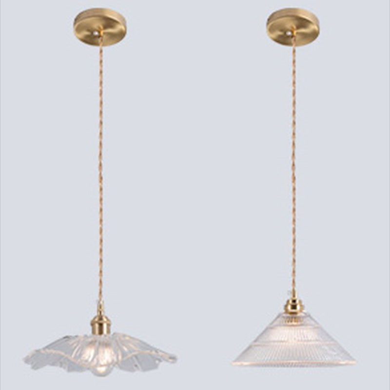 Suspension industrielle rétro en verre transparent pour cuisine - Suspension de plafond à 1 lampe