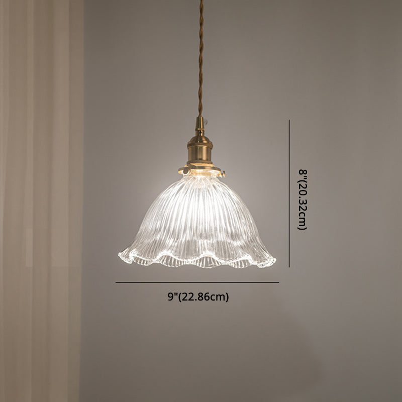 Suspension industrielle rétro en verre transparent pour cuisine - Suspension de plafond à 1 lampe