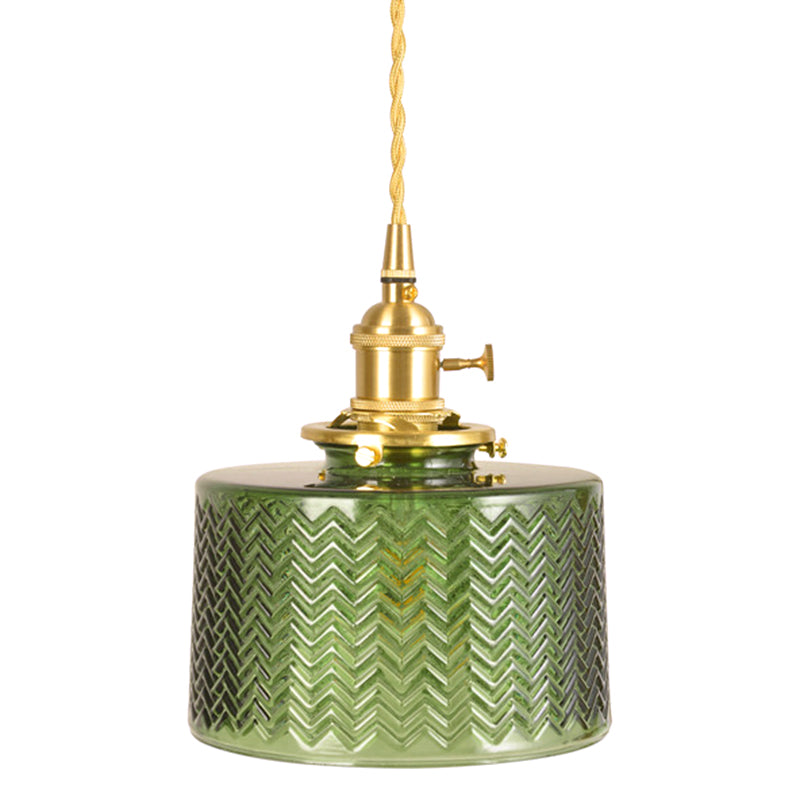 Vintage Industrial Wavy Glass Pendant Light with 1 Cylindrical Lamp
